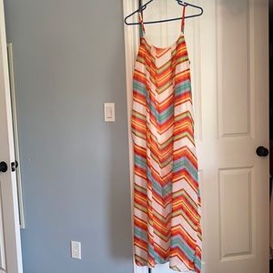 Women’s striped chevron maxi swim coverup Medium